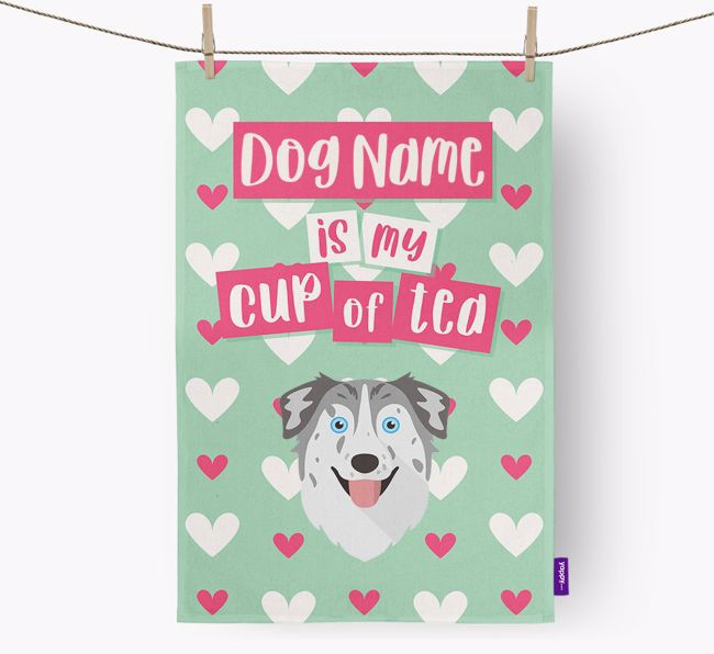 '{dogsName} is my cup of tea' Tea Towel with {breedFullName} Icon